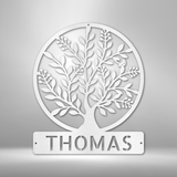 Simple Tree Monogram - Steel Sign